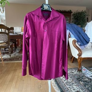 Vibrant magenta long sleeve button up shirt